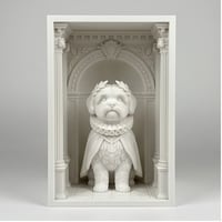 犬（マルチーズ）の3Dプリント ブックヌーク 白PLA 本棚インテリア