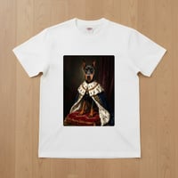 犬（ドーベルマン）半袖Tシャツ ルネサンス風カラーアート ホワイト 男女兼用
