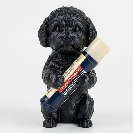 犬（ビションフリーゼ）の3Dプリント リップケース シルクブラック キーホルダー