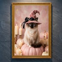 猫（バーマン）のハロウィン限定アート A4金縁額装インテリア壁掛け