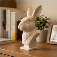うさぎ（サテン）の3Dプリント胸像 白PLA 彫刻 置物 インテリア