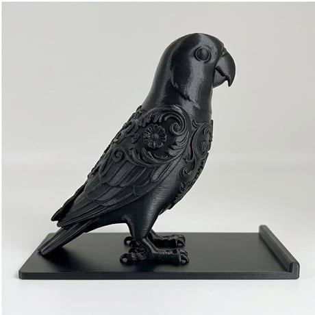 インコ（マメルリハ）のスマホスタンド 卓上 シルクブラック