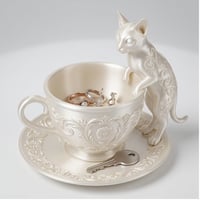 猫（シンガプーラ）のアクセサリートレイ 小物入れ シルクホワイト