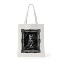 猫（オシキャット）トートバッグ ルネサンス風モノクロアート 額縁デザイン