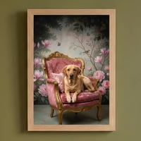 犬（ラブラドールレトリバー）のロココ調アート A4額装インテリア壁掛け