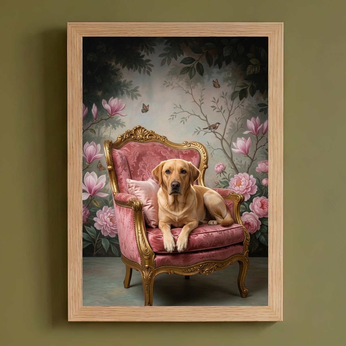 犬（ラブラドールレトリバー）のロココ調アート A4額装インテリア
