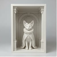 猫（デボンレックス）の3Dプリント ブックヌーク 白PLA 本棚インテリア