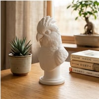 インコ（モモイロインコ）の3Dプリント胸像 白PLA 彫刻 置物 インテリア