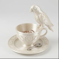 インコ（メイヤーズパロット）のアクセサリートレイ 小物入れ シルクホワイト