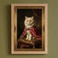 猫（ペルシャ猫）のルネサンス風肖像画 油絵風アートA4額装インテリア壁掛け