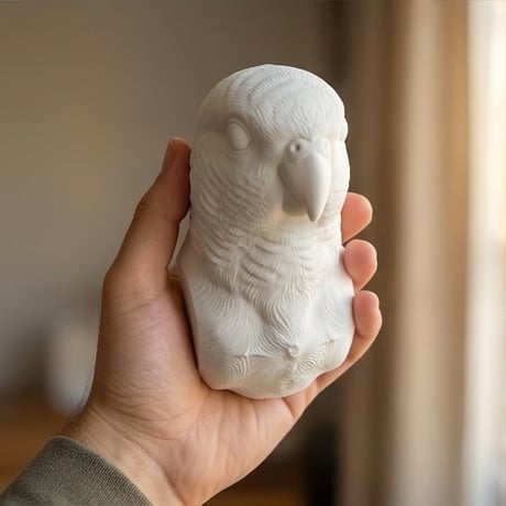 インコ（サザナミインコ）の壁掛けレリーフ 3Dプリント 白PLA インテリア