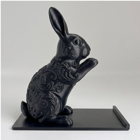 うさぎ（ダッチ）のスマホスタンド 卓上 シルクブラック