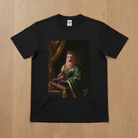 モモイロインコ半袖Tシャツ ルネサンス風カラー ブラック 男女兼用