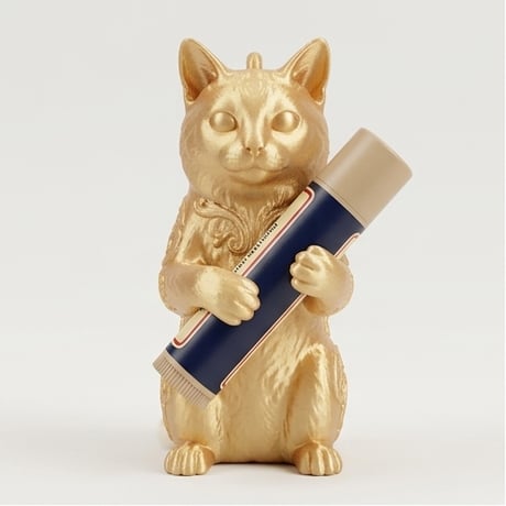 猫（バリニーズ）の3Dプリント リップケース シルクゴールド キーホルダー