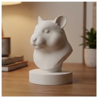サファイアハムスターの3Dプリント胸像 白PLA 彫刻 置物 インテリア