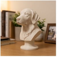 犬（ゴールデンレトリバー）の3Dプリント胸像 白PLA 彫刻 置物 インテリア