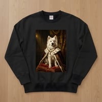 犬（サモエド）トレーナー ルネサンス風カラーアート ブラック 男女兼用