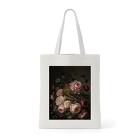 アサヒスズメトートバッグ 花の油絵風アート キャンバス地