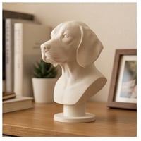 犬（ビーグル）の3Dプリント胸像 白PLA 彫刻 置物 インテリア
