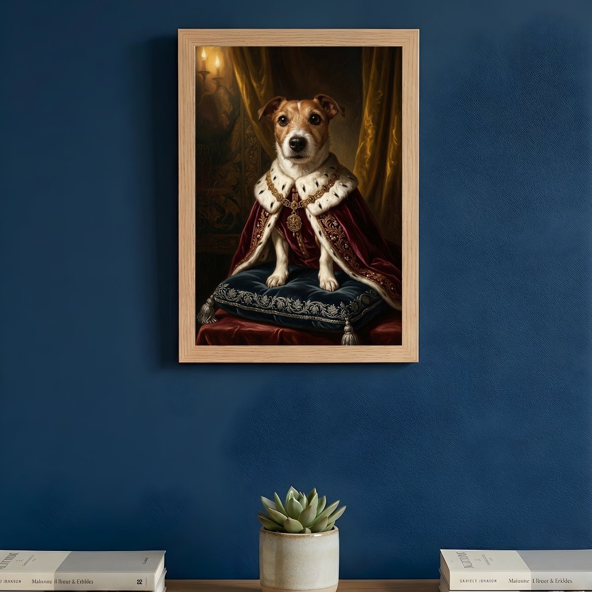 犬（ジャックラッセルテリア）のルネサンス風肖像画 A4額装インテリア