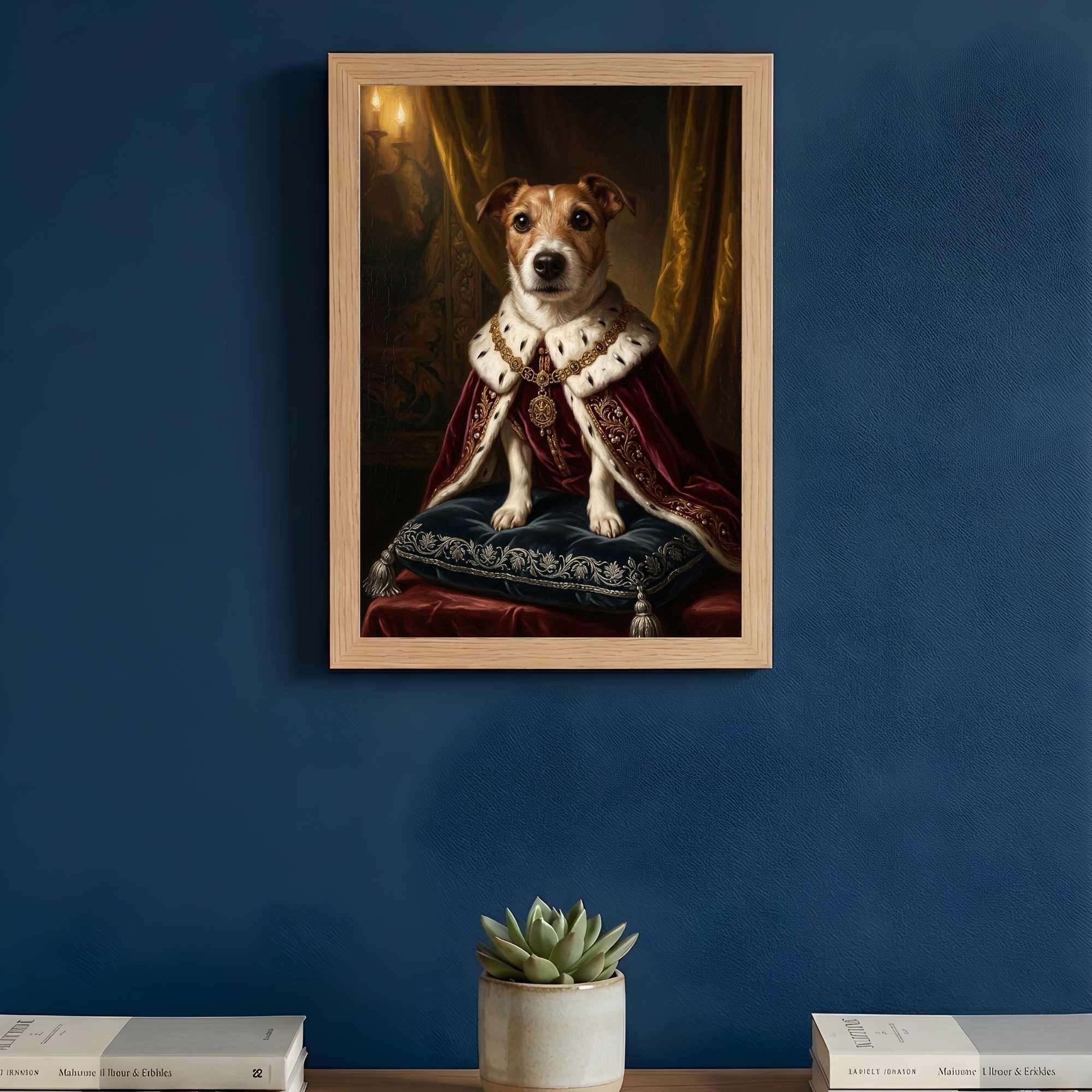 犬（ジャックラッセルテリア）のルネサンス風肖像画 A4額装インテリア