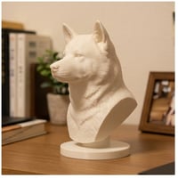 犬（秋田犬）の3Dプリント胸像 白PLA 彫刻 置物 インテリア