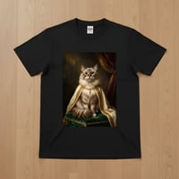 猫（ラグドール）半袖Tシャツ ルネサンス風カラーアート ブラック 男女兼用