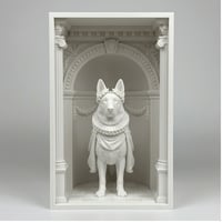 犬（ジャーマンシェパード）の3Dプリント ブックヌーク 白PLA 本棚インテリア