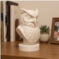 コノハズクの3Dプリント胸像 白PLA 彫刻 置物 インテリア