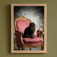 猫（ペルシャ猫）のロココ調シャビーピンクアート A4額装インテリア壁掛け