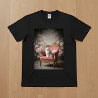 猫（チンチラペルシャ）半袖Tシャツ ロココ調シャビーピンク ブラック 男女兼用
