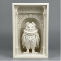 ベンガルワシミミズクの3Dプリント ブックヌーク 白PLA 本棚インテリア