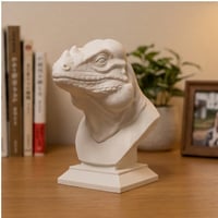 イグアナ（サイイグアナ）の3Dプリント胸像 白PLA 彫刻 置物 インテリア