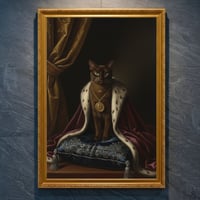 猫（バーミーズ）のルネサンス風肖像画 油絵風アートA4金縁額装インテリア壁掛け