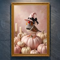 キンカチョウのハロウィン限定アート A4金縁額装インテリア壁掛け
