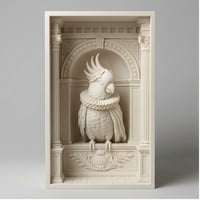 インコ（キバタン）の3Dプリント ブックヌーク 白PLA 本棚インテリア