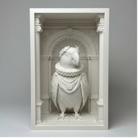 インコ（オオハナインコ）の3Dプリント ブックヌーク 白PLA 本棚インテリア