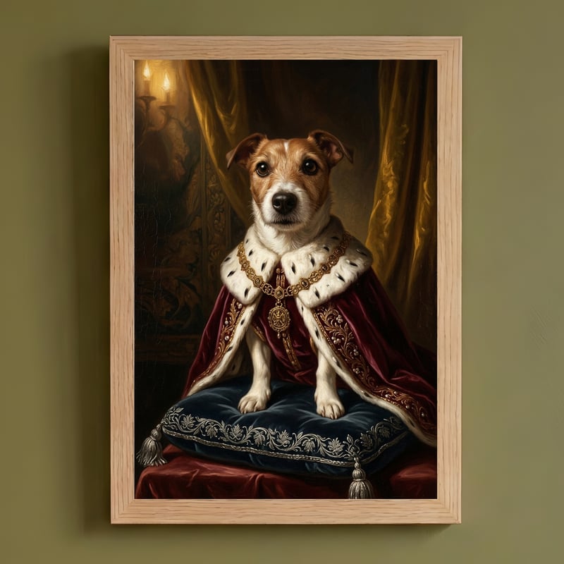 犬（ジャックラッセルテリア）のルネサンス風肖像画 A4額装インテリア
