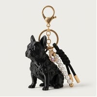 犬（フレンチブルドッグ）のキーホルダー ミニチュア シルクブラック