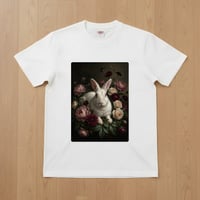 ニュージーランドホワイト半袖Tシャツ 花の油絵風アート ホワイト 男女兼用