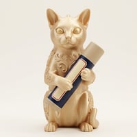 猫（バーミーズ）の3Dプリント リップケース シルクゴールド キーホルダー