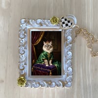 猫（ラグドール）バッグチャーム ルネサンス風 ホワイト額縁デザイン