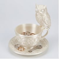 コノハズクのアクセサリートレイ 小物入れ シルクホワイト