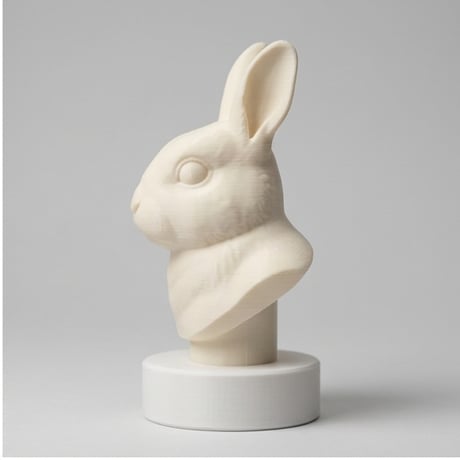 ネザーランドドワーフの3Dプリント胸像 白PLA 彫刻 置物 インテリア