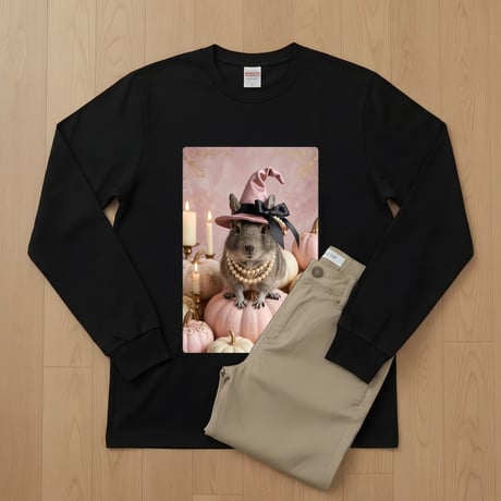 デグー長袖Tシャツ ハロウィン限定 ブラック 男女兼用