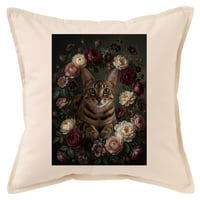猫（オシキャット）クッション 45cm 花の油絵風カラーアート