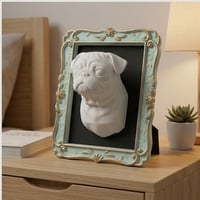 犬（パグ）の壁掛けレリーフ 3Dプリント 白PLA インテリア