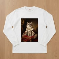 猫（ラグドール）長袖Tシャツ ルネサンス風カラーアート ホワイト 男女兼用