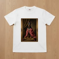 犬（ドーベルマン）半袖Tシャツ ルネサンス風カラーアート ホワイト 男女兼用