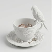 インコ（インドオオハナインコ）のアクセサリートレイ 小物入れ マットホワイト
